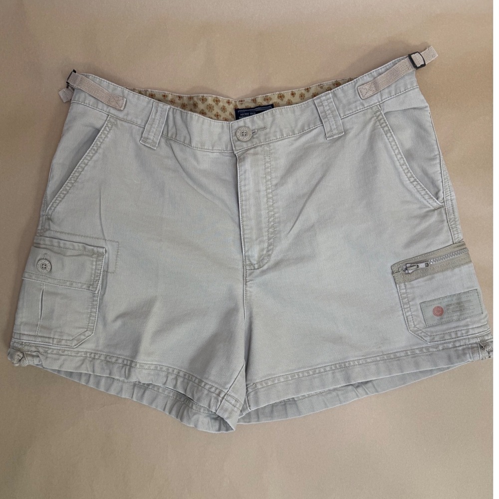 American Eagle Womens Khaki Cargo Shorts Tan Cotton Size 8 Multi Pocket Utility